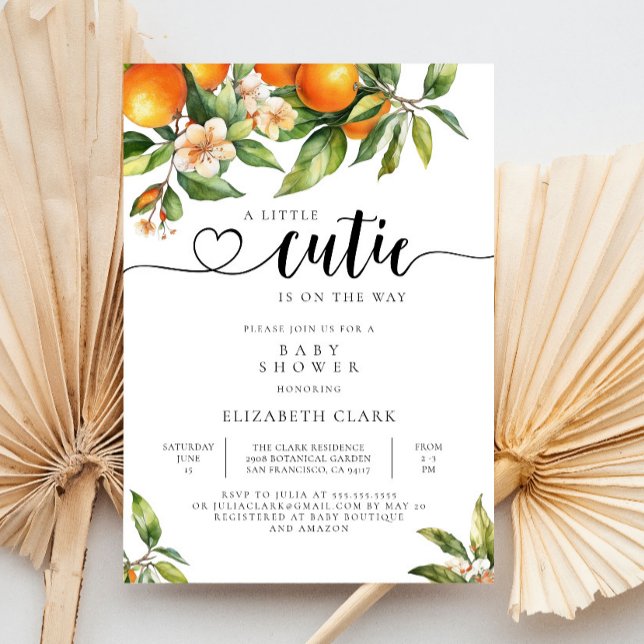 Invitación Pequeño Cutie Naranja de Citrus Botánico Baby Show (Subido por el creador)