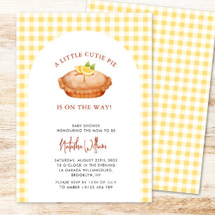 Invitación Pequeño Cutie Pie Yellow Checkpoint Baby Shower