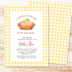 Invitación Pequeño Cutie Pie Yellow Checkpoint Baby Shower