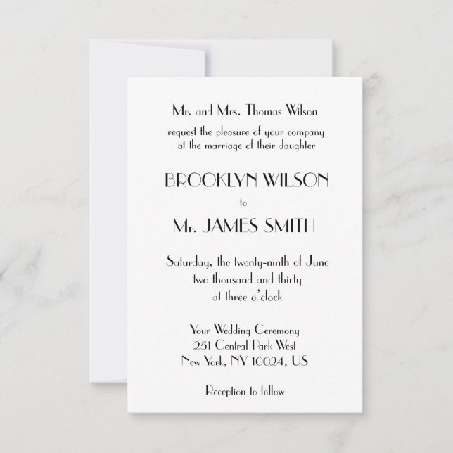 Invitación Pequeño Deco Mínimo Invitan a la Boda Blanca (Anverso)