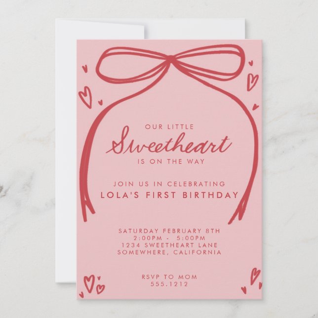 INVITACIÓN PEQUEÑO DÍA DE NACIMIENTO DE SWEETHEART (Anverso)