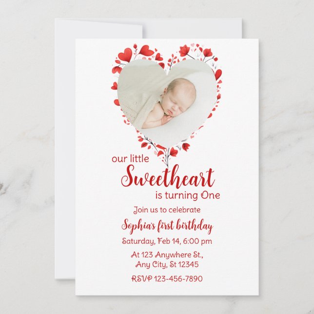 Invitación Pequeño Día de San Valentín Cumpleaños  (Anverso)