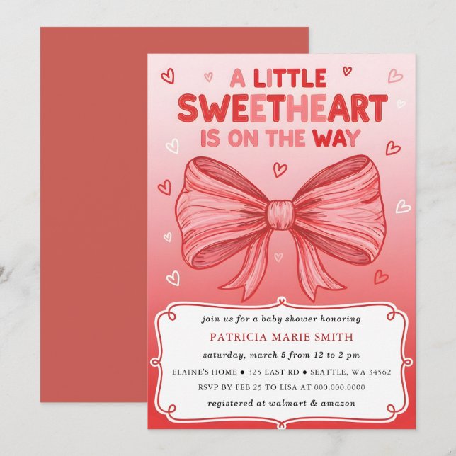 Invitación Pequeño Día de San Valentín de Corazón Arco de Bab (Anverso / Reverso)