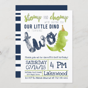 Invitación Pequeño Dino 2º tema de los cumpleaños de Dinosaur