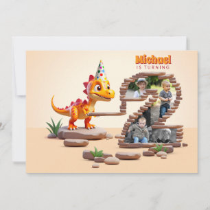 Invitación Pequeño Dino Dragon   2.ª foto grande de cumpleaño