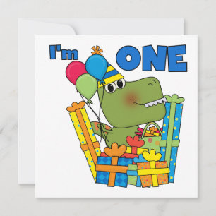 Invitación Pequeño Dino Primer Cumpleaños camisetas y regalos