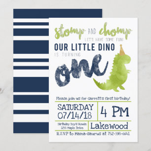 Invitación Pequeño Dino Primer cumpleaños tema de dinosaurios