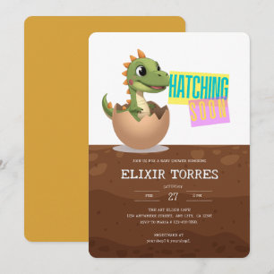 Invitación Pequeño Dinosaurio a punto de eclosionar