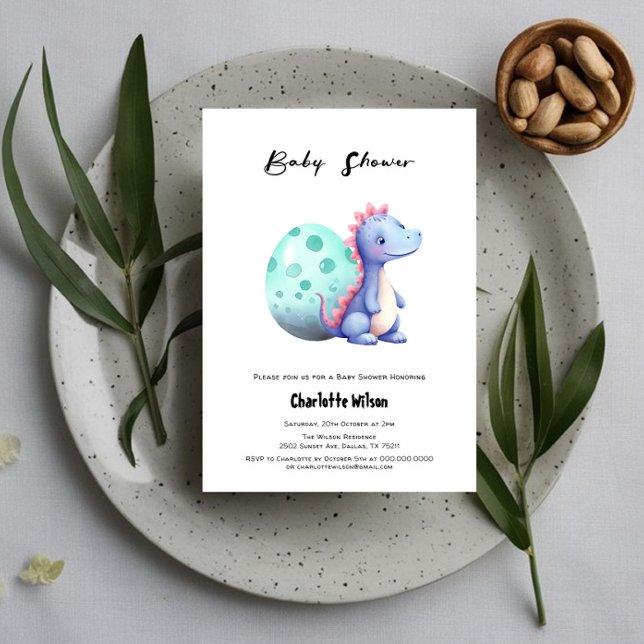 Invitación Pequeño Dinosaurio Con Su Baby Shower De Huevo (Subido por el creador)