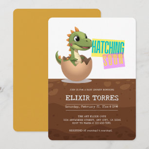 Invitación Pequeño dinosaurio eclosionando pronto
