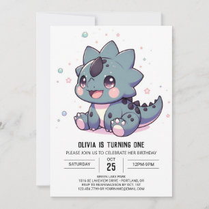 Invitación Pequeño Dinosaurio mítico primer cumpleaños