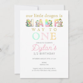 Invitación Pequeño dragón a mitad de camino a un cumpleaños d