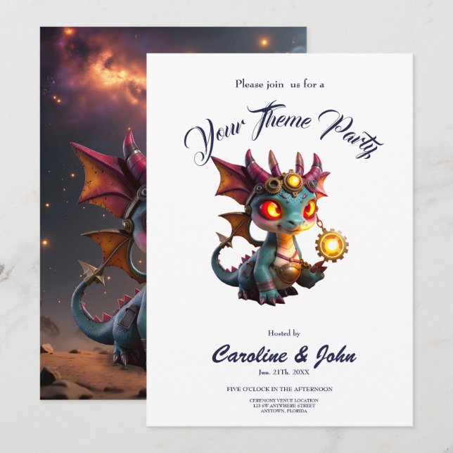 Invitación Pequeño Dragón, Gran Energía – El Ember Clockling (Anverso / Reverso)