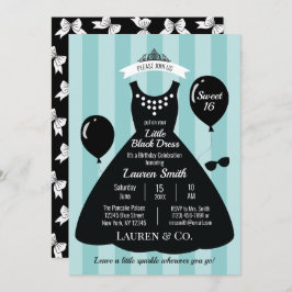 Invitación Pequeño dulce vestido negro 16 cumpleaños