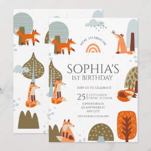 Invitación Pequeño ejemplo de cumpleaños de animal de Fox For