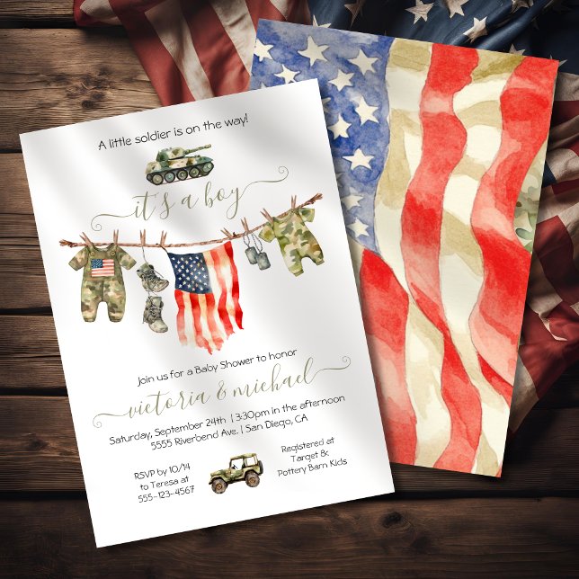 Invitación Pequeño ejército de soldados Bandera estadounidens (Subido por el creador)