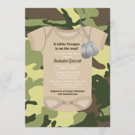Invitación Pequeño ejército de tropas o camo militar Baby Sho