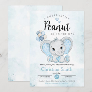 Invitación Pequeño Elefante Azul de cacahuete