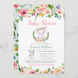 Invitación Pequeño elefante primavera verano flores Baby Show