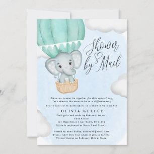 Invitación Pequeño elefante verde cacahuete Baby Shower por c