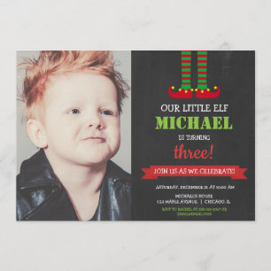 Invitación Pequeño Elf Navidades lindos Fotos del cumpleaños