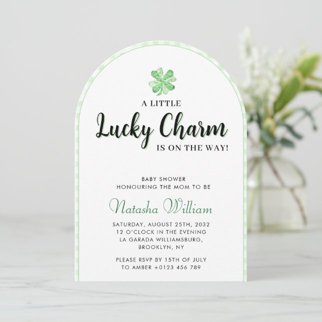 Invitación Pequeño Encanto Afortunado | Arco de Baby Shower d (Anverso de pie)