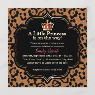 Invitación Pequeño estampado leopardo Baby Shower de princesa