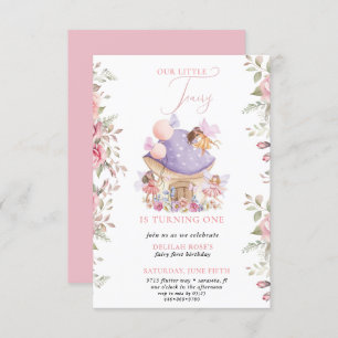 Invitación  Pequeño Fairy Whimsical Magical 1er cumpleaños