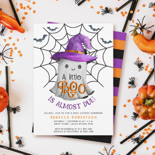 Invitación Pequeño fantasma de BOO y rayas de la ducha de beb