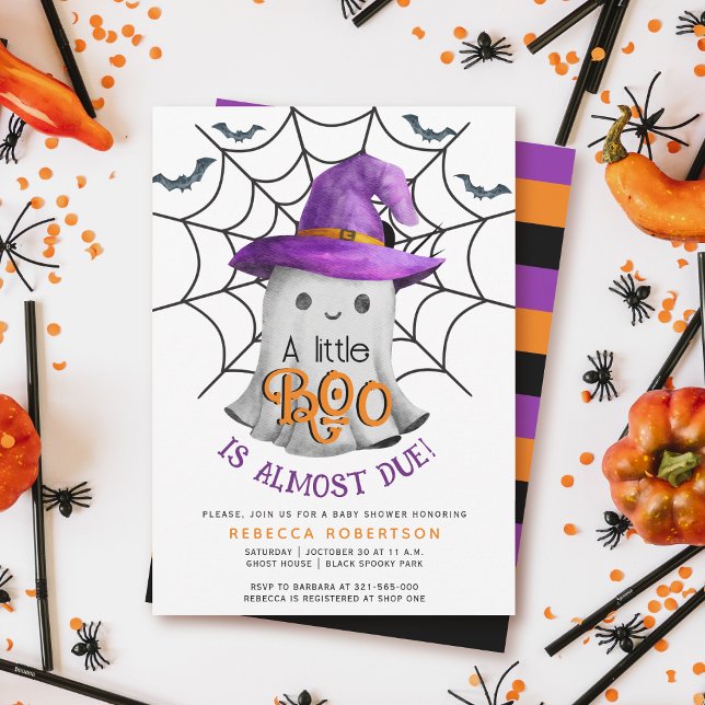 Invitación Pequeño fantasma de BOO y rayas de la ducha de beb (Subido por el creador)
