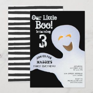 Invitación Pequeño fantasma de Halloween cumple 3 años