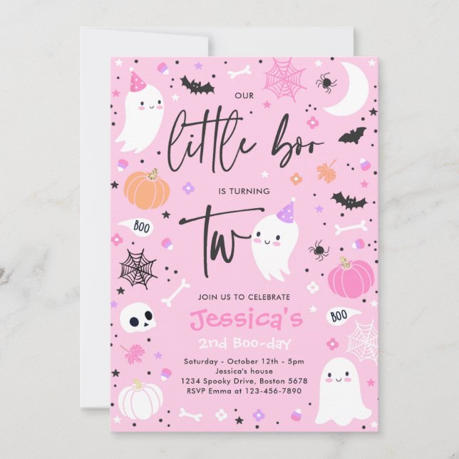 Invitación Pequeño fantasma de Halloween segundo Fiesta de cu (Anverso)