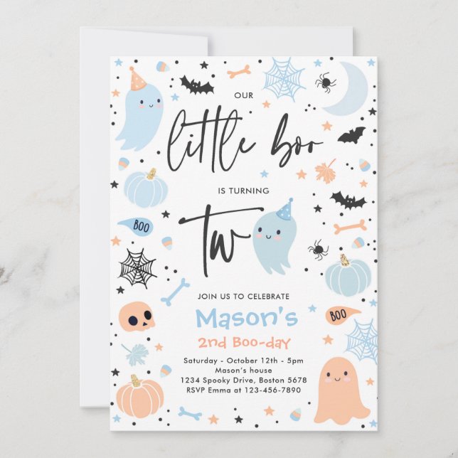 Invitación Pequeño fantasma de Halloween segundo Fiesta de cu (Anverso)