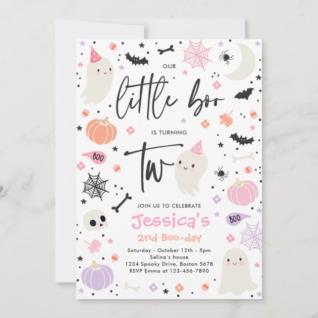 Invitación Pequeño fantasma de Halloween segundo Fiesta de cu (Anverso)