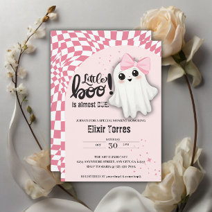 Invitación Pequeño fantasma rosado casi se debe a Baby Shower
