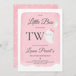 Invitación Pequeño fantasma rosado Segundo cumpleaños Fiesta 