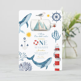 Invitación Pequeño faro de ballena del mar de Sailor Primer c