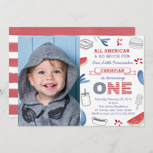 Invitación Pequeño Fiesta de cumpleaños de All-American Firec