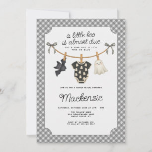 Invitación Pequeño Fiesta de revelación de género Boo Gingham