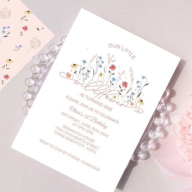 Invitación Pequeño Fiesta del Jardín de Flores Silvestres Pri (Subido por el creador)