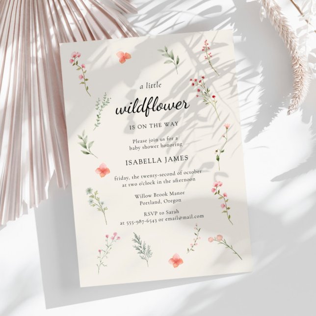 Invitación Pequeño flor silvestre Beige Boho Floral Baby Show (Subido por el creador)