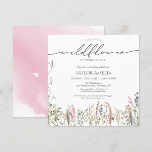Invitación Pequeño Flor Silvestre Delicada Floral Primer cump