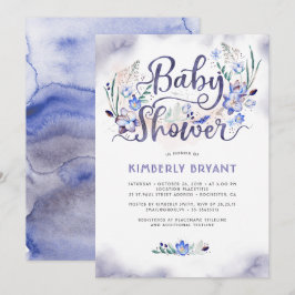 Invitación Pequeño floral azul - Boy Baby Shower