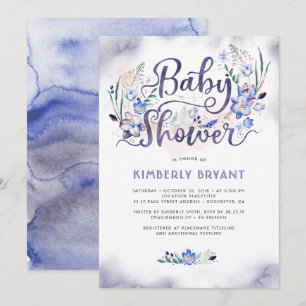 Invitación Pequeño floral azul - Chico Baby Shower