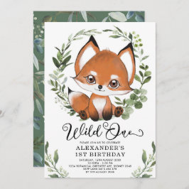 Invitación Pequeño Fox Wild One Woodland Primer cumpleaños
