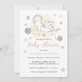 Invitación Pequeño gatito juguetón bebé ducha