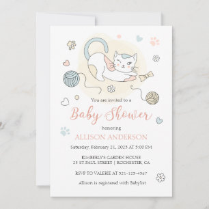 Invitación Pequeño gatito juguetón bebé ducha