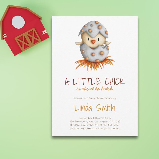 Invitación Pequeño género de pájaro de pollo Baby Shower neut (Subido por el creador)