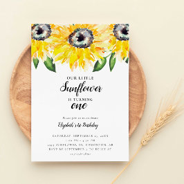 Invitación Pequeño Girasol Primer cumpleaños Un elegante