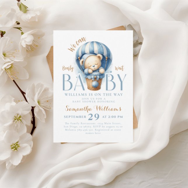 Invitación Pequeño globo aéreo azul de oso de peluche (Subido por el creador)